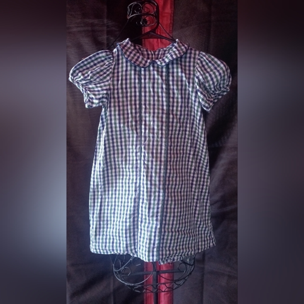 FUNTASIA TOO Dallas navy and green plaid float dress size 6 vintage